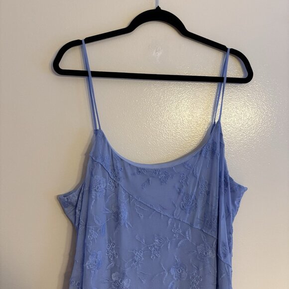 Arula Women 2X Blue Floral Lace Y2K 90s Slinky Allison Maxi Slip Dress NWOT - Picture 6 of 11